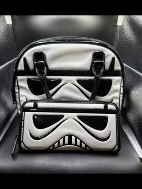 Loungefly White and Black Stormtrooper Graphic Bag and Wallet Set